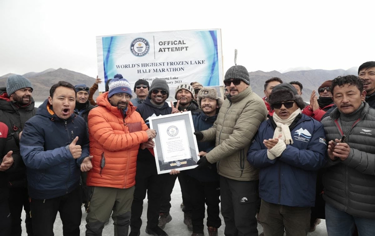 Pangong Tso lake marathon in Ladakh registered as world’s highest Frozen Lake Marathon in the Guinness Book